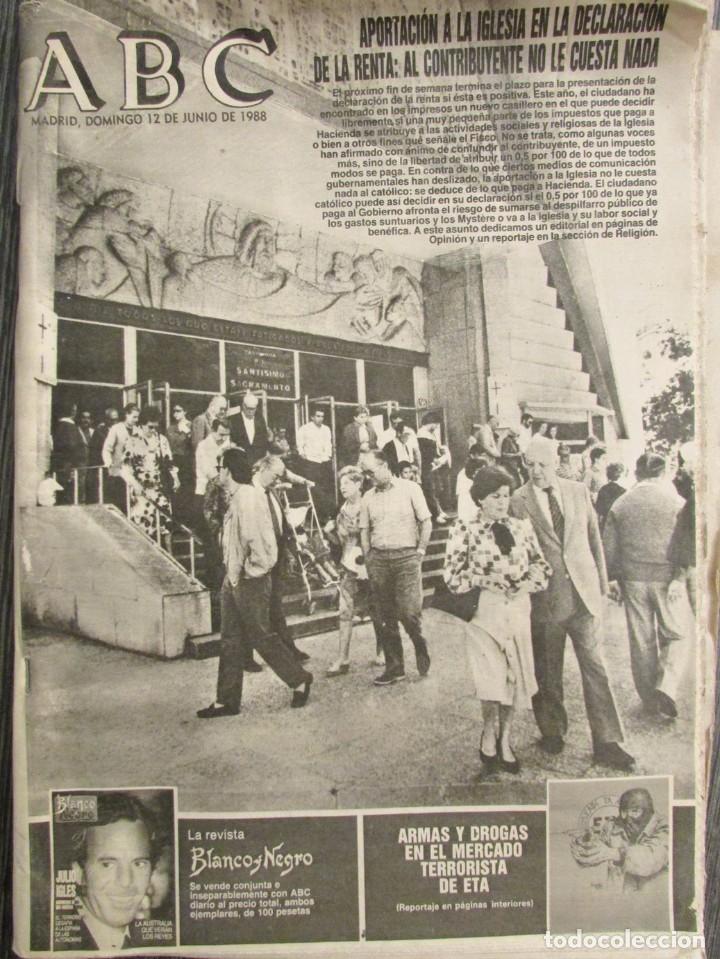 Coleccionismo de Revistas y Peri&oacute;dicos: PERI&Oacute;DICO ABC DOMINGO 12 DE JUNIO DE 1988. APORTACI&Oacute;N A LA IGLESIA EN LA DECLARACI&Oacute;N DE LA RENTA