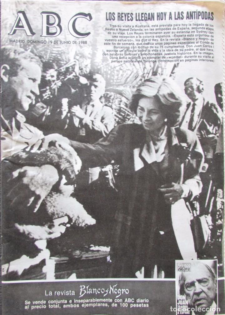 Coleccionismo de Revistas y Peri&oacute;dicos: PERI&Oacute;DICO DIARIO ABC 19 DE JUNIO DE 1988. VISITA REYES A AUSTRALIA.
