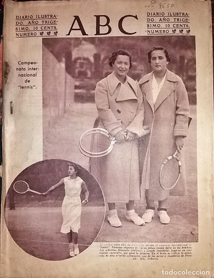 Coleccionismo de revistas y peri&oacute;dicos: DIARIO ABC 28 DE ABRIL DE 1934 campeonato nacional de tenis