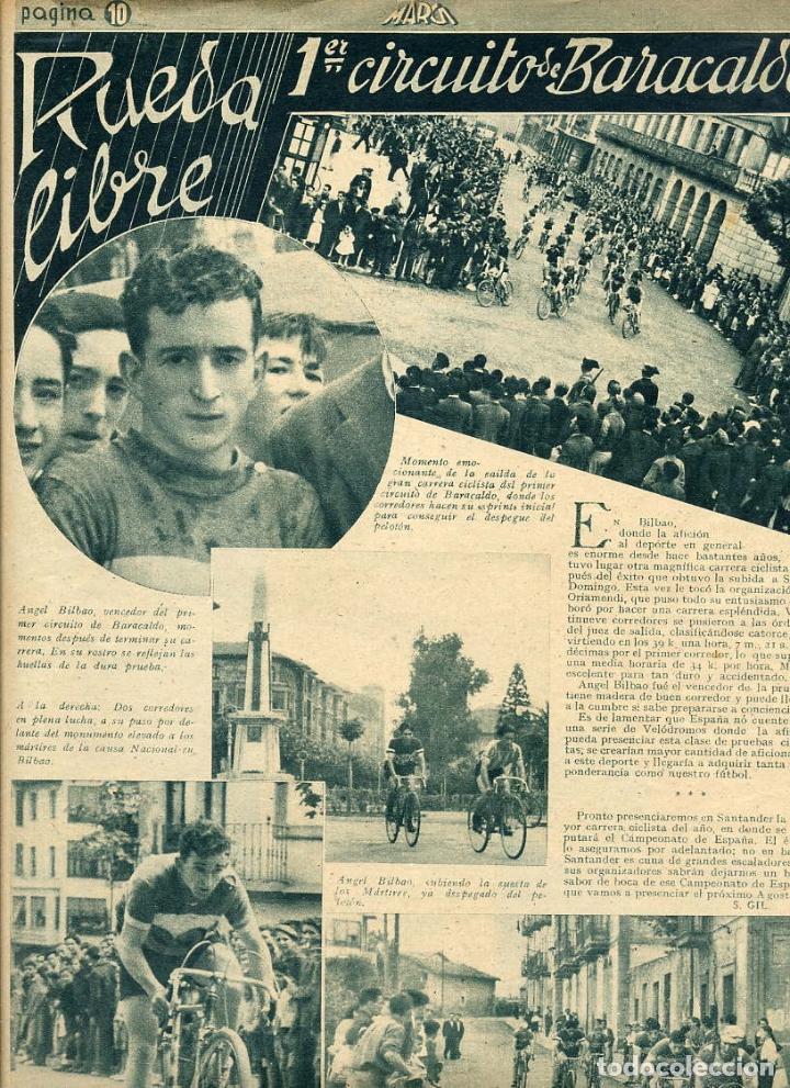 Coleccionismo de revistas y peri&oacute;dicos: CICLISMO 1939  BARACALDO ANGEL BILBAO VENCEDOR HOJA REVISTA.