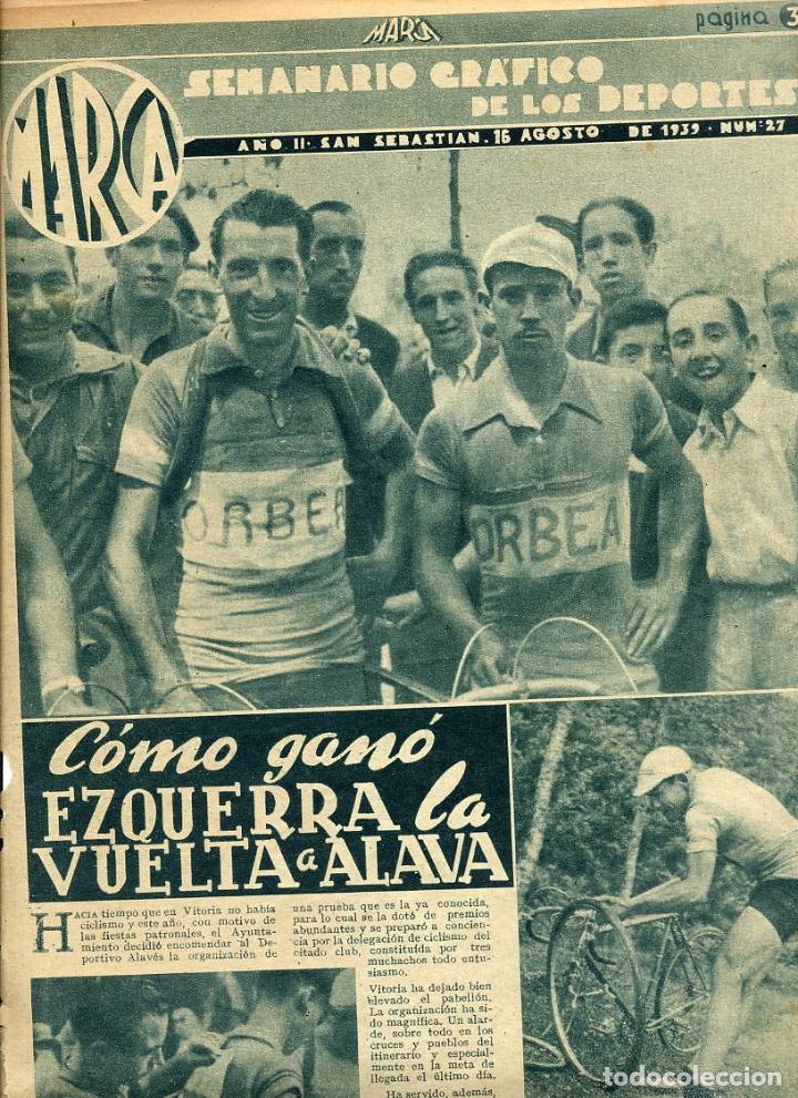 Coleccionismo de revistas y peri&oacute;dicos: CICLISMO 1939 VUELA A ALAVA  ESQUERRA 2 HOJAS REVISTA