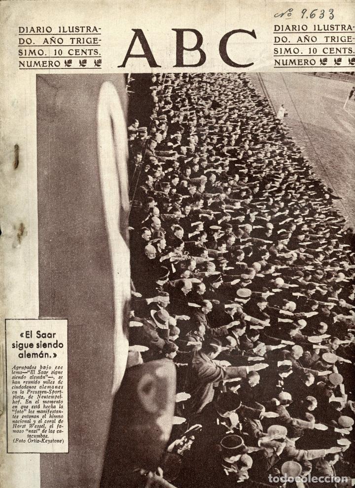 Collection Magazines and Newspapers: DIARIO ABC 8 DE ABRIL DE 1934 EL SAAR SIGUE SIENDO ALEMAN