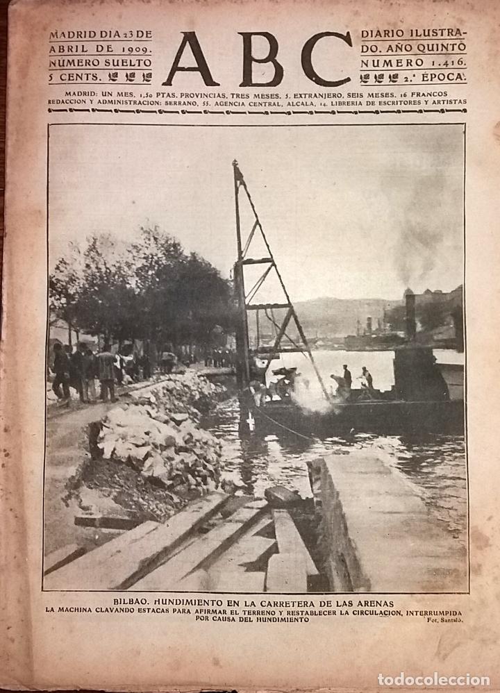 Collection Magazines and Newspapers: DIARIO ABC 23 DE ABRIL DE 1909 BILBAO, HUNDIMIENTO EN LA CARRETERA DE LAS ARENAS