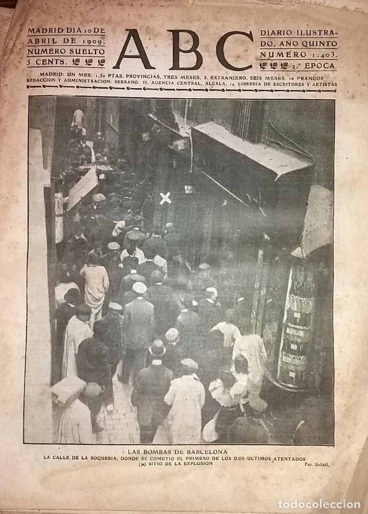 Collectionnisme de Revues et Journaux: DIARIO ABC 10 DE ABRIL DE 1909 LAS BOMBAS DE BARCELONA