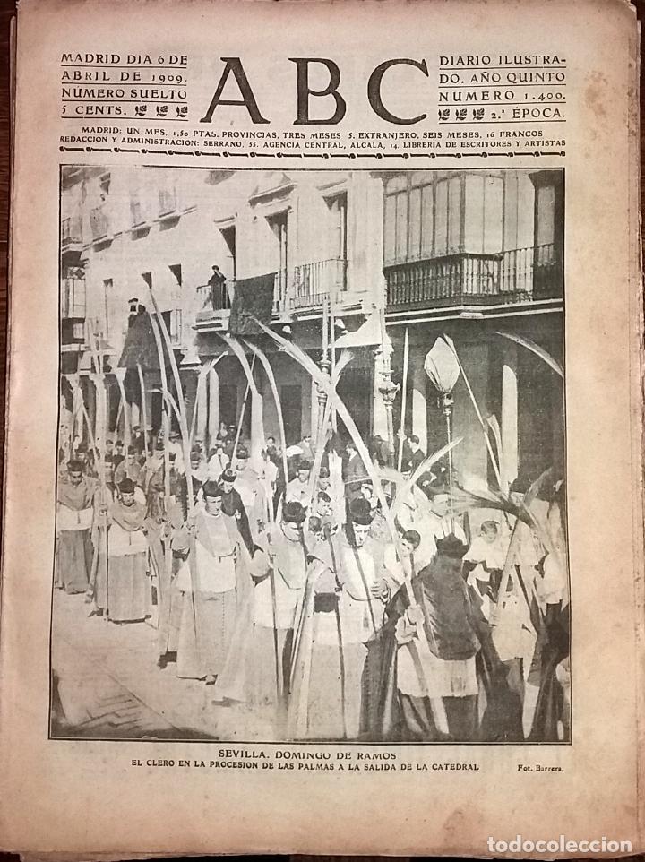 Collectionnisme de Revues et Journaux: DIARIO ABC 6 DE ABRIL DE 1909 SEVILLA, DOMINGO DE RAMOS