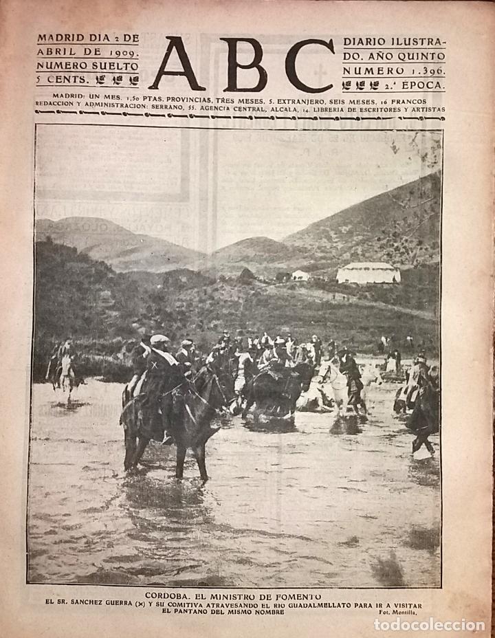 Coleccionismo de revistas y peri&oacute;dicos: DIARIO ABC 2 DE ABRIL DE 1909  CORDOBA, EL MINISTRO DE FOMENTO SR. SANCHEZ GUERRA