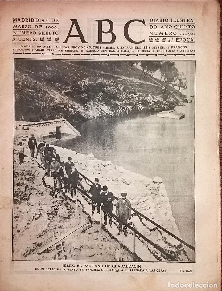 Collectionnisme de Revues et Journaux: DIARIO ABC 31 DE MARZO DE 1909 JEREZ, EL PANTANO DE GUADALCACIN