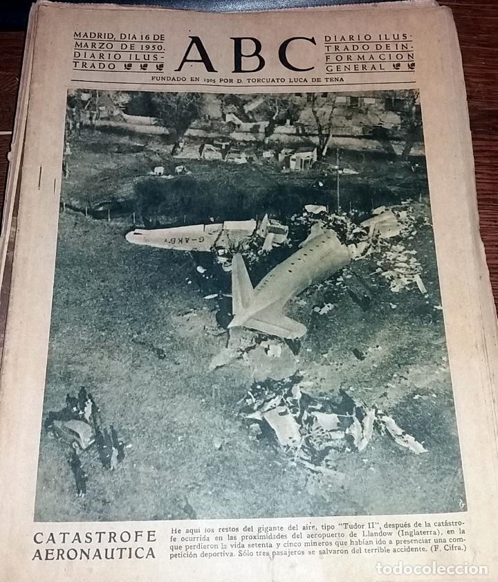 Collectionnisme de Revues et Journaux: DIARIO ABC 16 DE MARZO DE 1950 ACCIDENTE AVION TUDOR II EN INGLATERRA