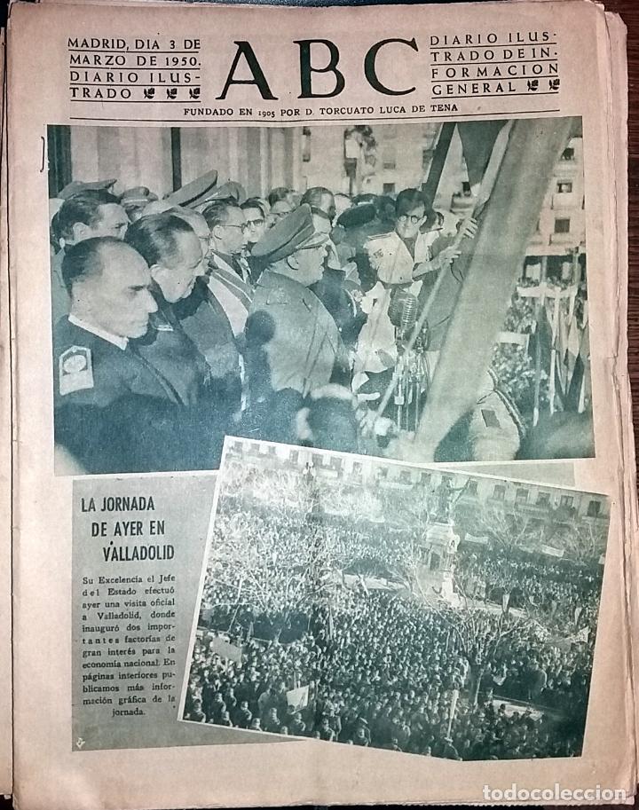 Coleccionismo de revistas y peri&oacute;dicos: DIARIO ABC 3 DE MARZO DE 1950 JORNADA DE FRANCO EN VALLADOLID