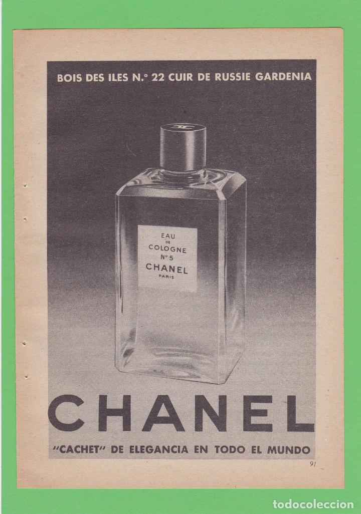 Coleccionismo de revistas y peri&oacute;dicos: PUBLICIDAD 1955. ANUNCIO CHANEL. EAU DE COLGNE N&ordm; 5. PERFUME