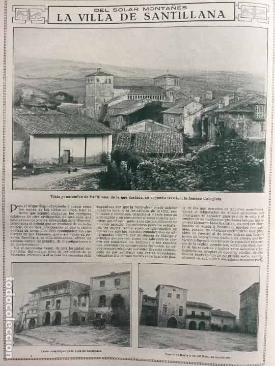 Collezionismo di Riviste e Giornali: SANTILLANA .CLAUSTRO COLEGIATA CASAS SOLARIEGAS 2 HOJAS REVISTA A&Ntilde;O 1915