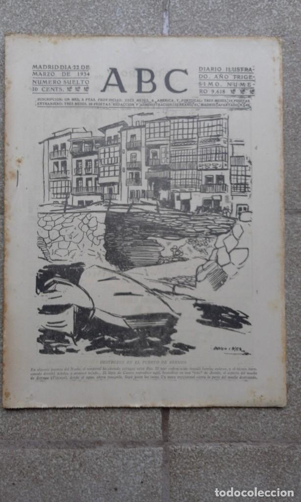 Coleccionismo de Revistas y Peri&oacute;dicos: Antiguo periodico diario espa&ntilde;ol ABC a&ntilde;o 1934 22 Marzo numero suelto 9618 Puerto Bermeo destrozos