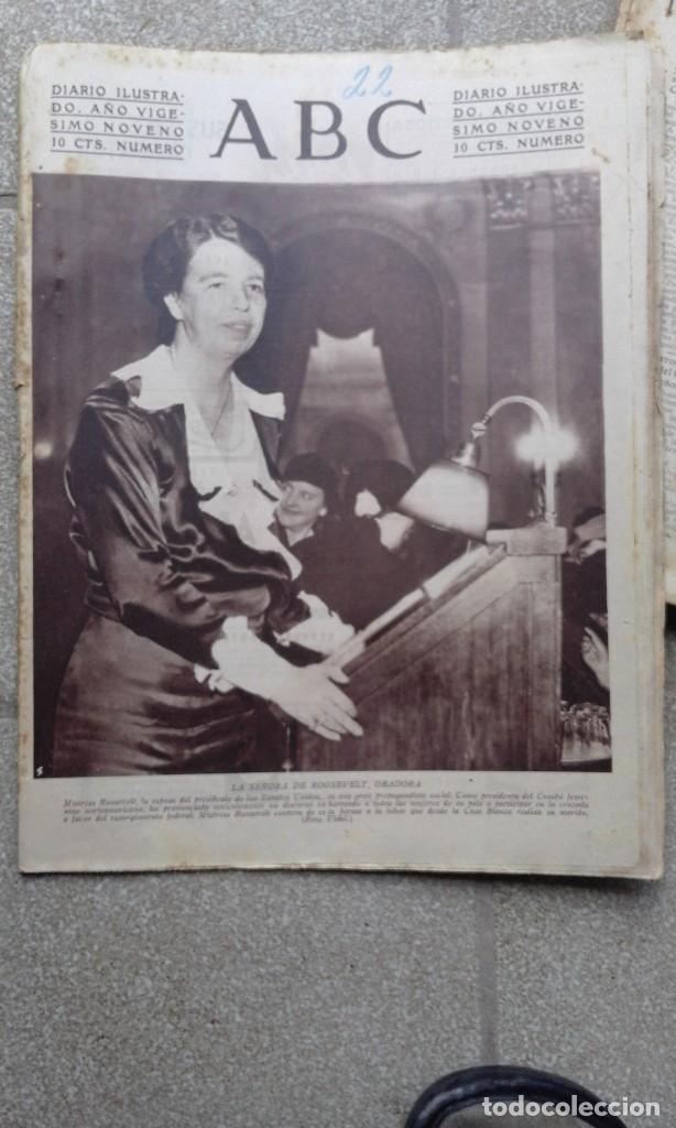 Coleccionismo de Revistas y Peri&oacute;dicos: Antiguo periodico diario abc espa&ntilde;ol madrid 22 noviembre de 1933 la se&ntilde;ora de roosvelt oradora