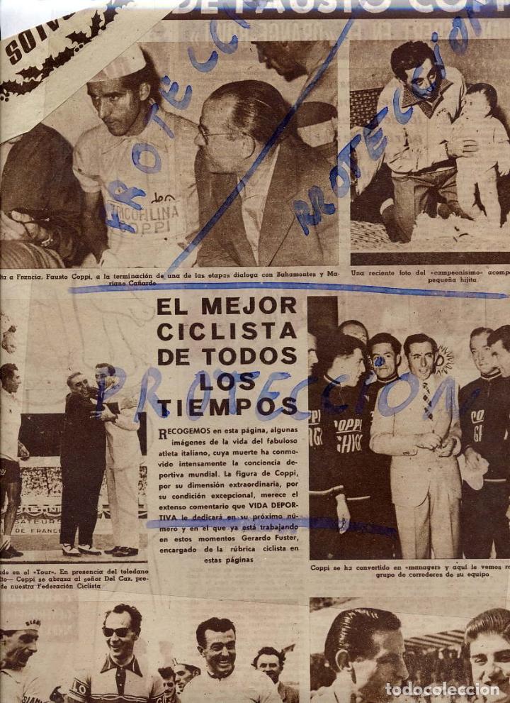 Coleccionismo de revistas y peri&oacute;dicos: CICLISMO 1960  MUERTE DE FAUSTO COPPI HOJA REVISTA