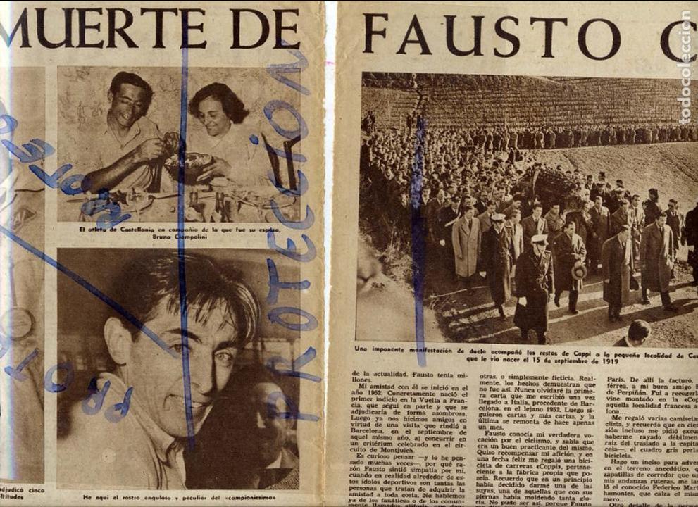 Coleccionismo de revistas y peri&oacute;dicos: CICLISMO 1960 MUERTE DE FAUSTO COPPI  2  HOJAS  REVISTA