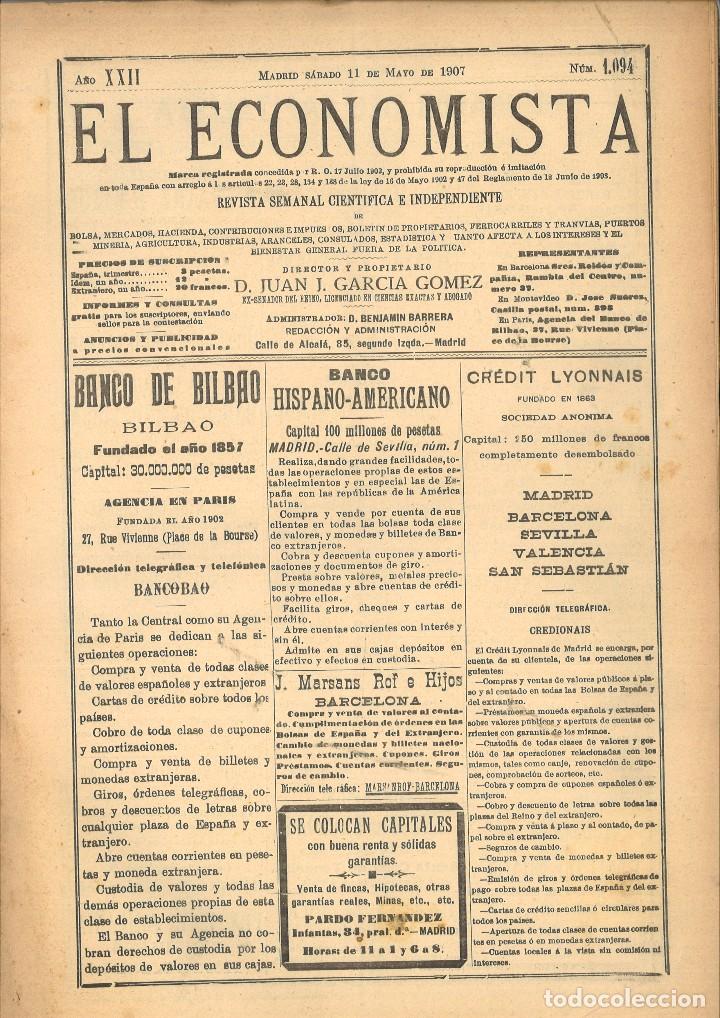 Coleccionismo de Revistas y Peri&oacute;dicos: EL ECONOMISTA. REVISTA SEMANAL CIENT&Iacute;FICA E INDEPENDIENTE N&Uacute;M. 1.094