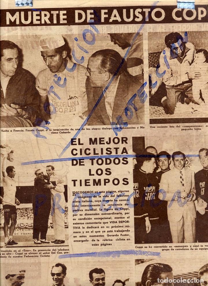 Coleccionismo de revistas y peri&oacute;dicos: CICLISMO 1958 MUERE FAUSTO COPPI HOJA  REVISTA