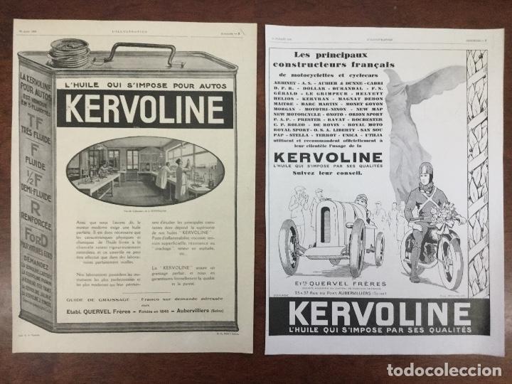 Coleccionismo de revistas y peri&oacute;dicos: KERVOLINE.ACEITE COCHES MOTOS.2 HOJAS REVISTA A&Ntilde;OS 1924 y 1928
