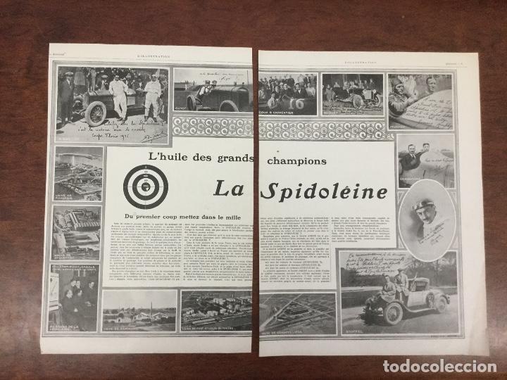 Coleccionismo de revistas y peri&oacute;dicos: LA SPIDOLEINE.ACEITE COCHES MOTOR.4 HOJAS FEVISTA A&Ntilde;O 1925