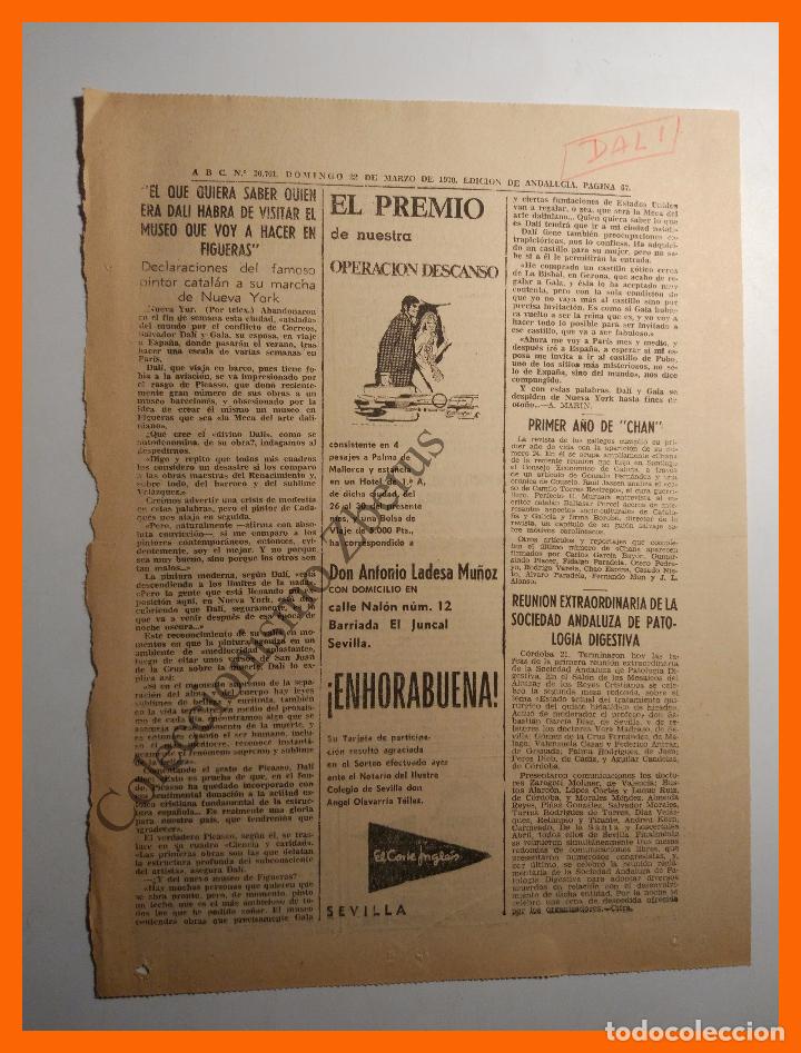 Coleccionismo de Revistas y Peri&oacute;dicos: ABC n&ordm; 20761 - 22 Marzo 1970 - El que quiera saber quien era Dal&iacute; habr&aacute; de visitar el museo