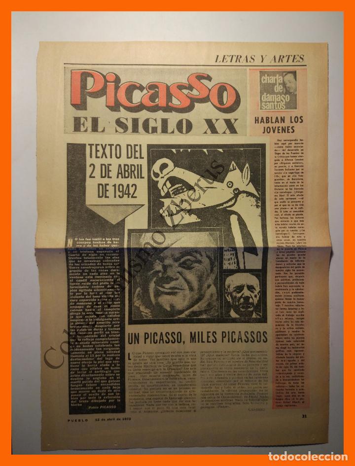 Coleccionismo de Revistas y Peri&oacute;dicos: Picasso en el siglo XX - Peri&oacute;dico Pueblo 12 abril 1973