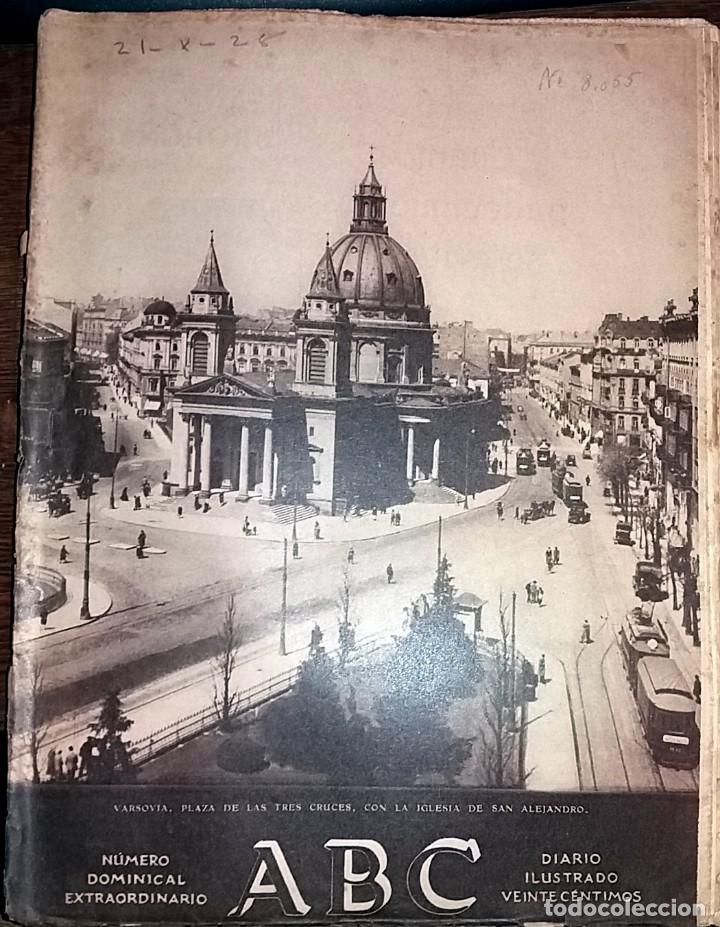 Collection Magazines and Newspapers: DIARIO ABC 21 DE OCTUBRE DE 1928 VARSOVIA, PLAZA DE LAS TRES CRUCES E IGLESIA SAN ALEJANDRO