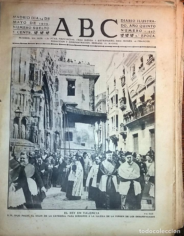 Collectionnisme de Revues et Journaux: DIARIO ABC 24 DE MAYO DE 1909 EL REY  EN VALENCIA