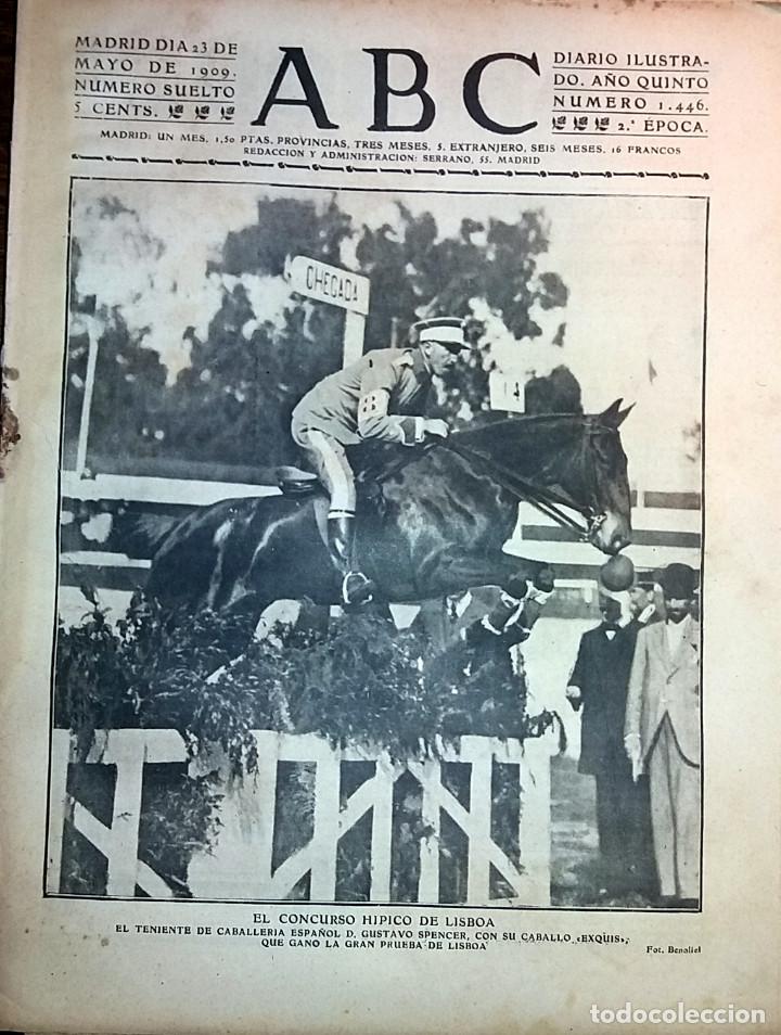Coleccionismo de revistas y peri&oacute;dicos: DIARIO ABC 23 DE MAYO DE 1909 CONCURSO HIPICO DE LISBOA