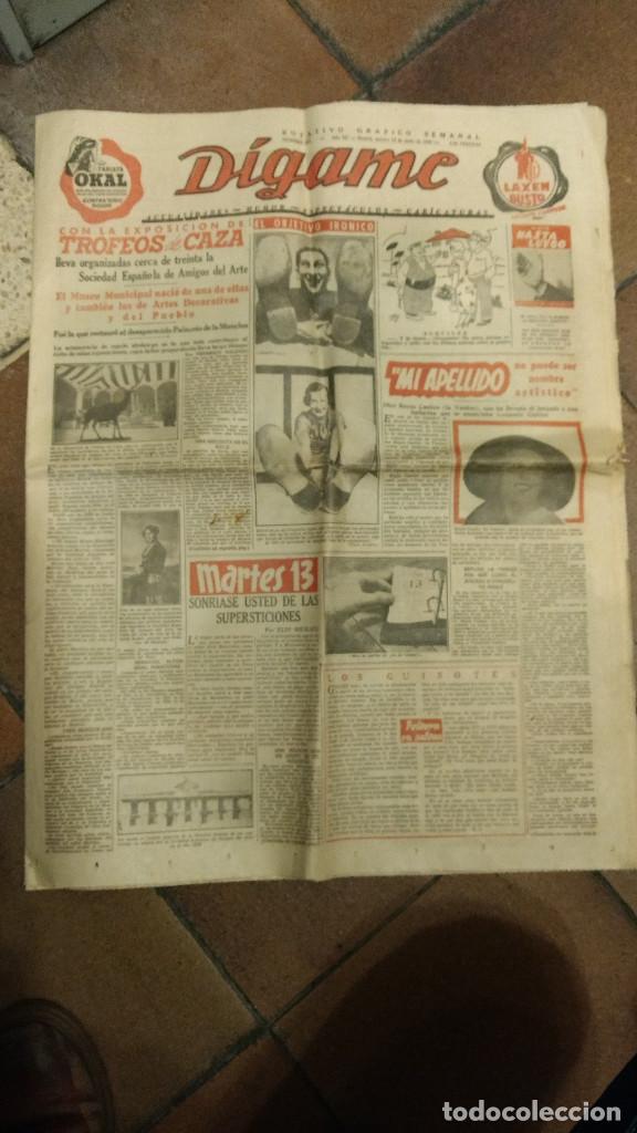 Coleccionismo de Revistas y Peri&oacute;dicos: D&Iacute;GAME rotativo gr&aacute;fico semana. Martes 13 de 1950 Toreros Dos Santos, Lalanda, Frasquito, Escudero
