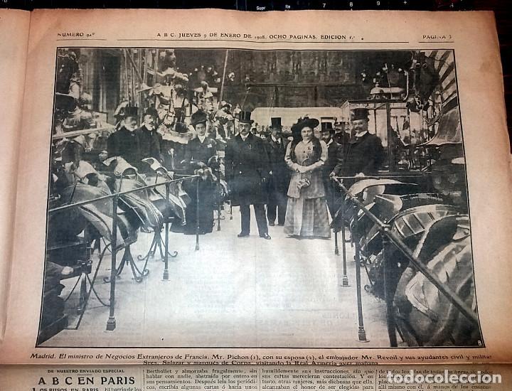 Collection Magazines and Newspapers: DIARIO ABC 9 DE ENERO DE 1908 MADRID, MINISTRO FRANCIA. MR. PICHON. REVOIL. CORPA. SALAZAR