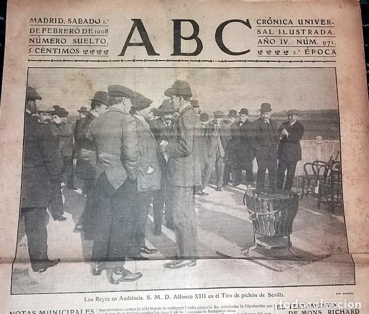 Collection Magazines and Newspapers: DIARIO ABC 1 DE FEBRERO DE 1908 sevilla alfonso xIII TIRO DE PICHON