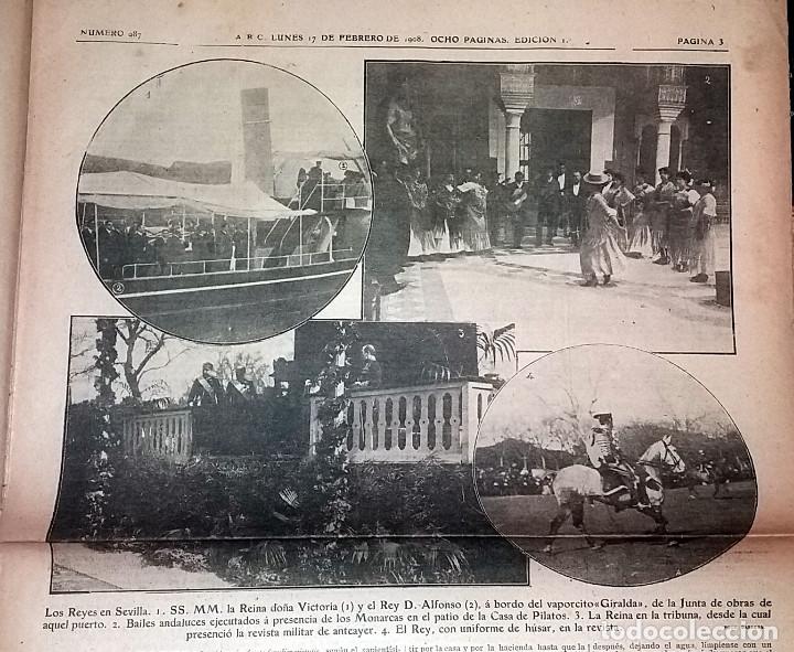 Collection Magazines and Newspapers: DIARIO ABC 17 DE FEBRERO DE 1908 REYES EN SEVILLA,  VAPORCITO GIRALDA, CASA DE PILATOS