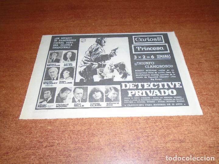Coleccionismo de Revistas y Peri&oacute;dicos: RECORTE DE PRENSA 1979: PUBLICIDAD CINE, ROBERT MITCHUM EN DETECTIVE PRIVADO