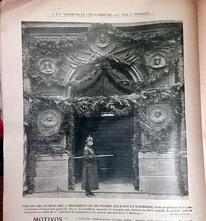 Coleccionismo de revistas y peri&oacute;dicos: N&ordm; 357 ABC 3 DE ENERO DE 1906 CUARTEL 76 REGIMIENTO ALEMANIA HAMBURGO. OBISPOS PIO X