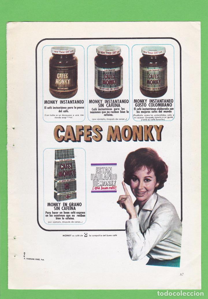 Coleccionismo de revistas y peri&oacute;dicos: PUBLICIDAD 1963. ANUNCIO CAFES MONKY - KODAK. PELICULAS FOTOGRAFICAS (REVERSO)
