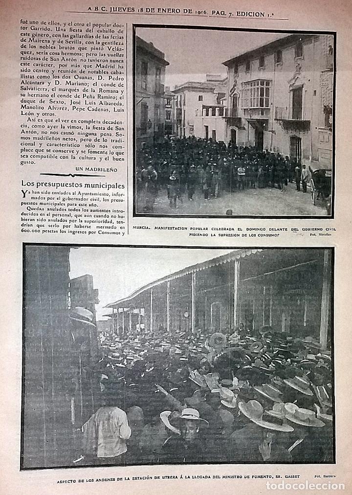 Collection Magazines and Newspapers: N&ordm; 372 ABC 18 ENERO 1906. MANIFESTACION MURCIA. FALLIERES PRESIDENTE FRANCIA. FIESTA SAN ANTON