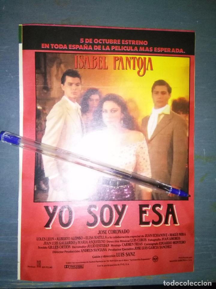 Coleccionismo de Revistas y Peri&oacute;dicos: ANTIGUA HOJA PUBLICIDAD ISABEL PANTOJA ESTRENO PELICULA YO SOY ESA