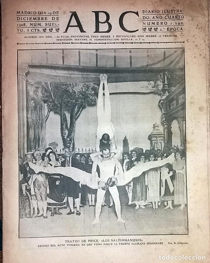 Collection Magazines and Newspapers: N&ordm; 1292 ABC 19 DICIEMBRE 1908. TEATRO DE PRICE LOS SALTIMBANQUIS. MAURA Y DE LA CIERVA EN ABC