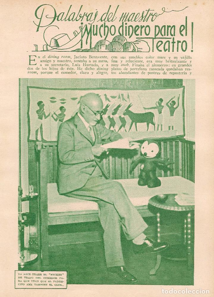 Coleccionismo de Revistas y Peri&oacute;dicos: * JACINTO BENAVENTE * Mucho dinero para el teatro / Felipe Sassone - 1935