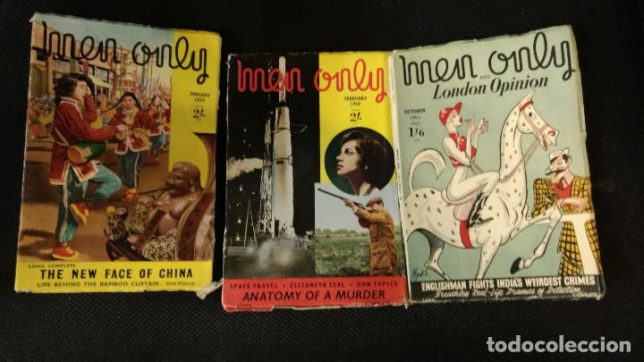 Sammeln von Zeitschriften und Zeitungen: Lote de 3 men only 1959 y 1954 Space Travel, gun topics, China, Englishman fights india&acute;s weirdest
