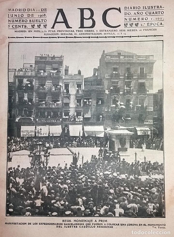 Collection Magazines and Newspapers: N&ordm; 1101 ABC 11 JUNIO 1908. REUS HOMENAJE A PRIM. TOROS REIMS FRANCIA