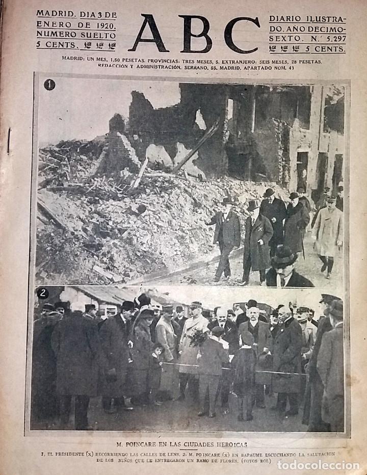 Coleccionismo de revistas y peri&oacute;dicos: N&ordm; 5297 ABC 3 ENERO 1920. M. PONCAIRE EN LENS. UNA SE&Ntilde;ORA TEATRO DEL CENTRO