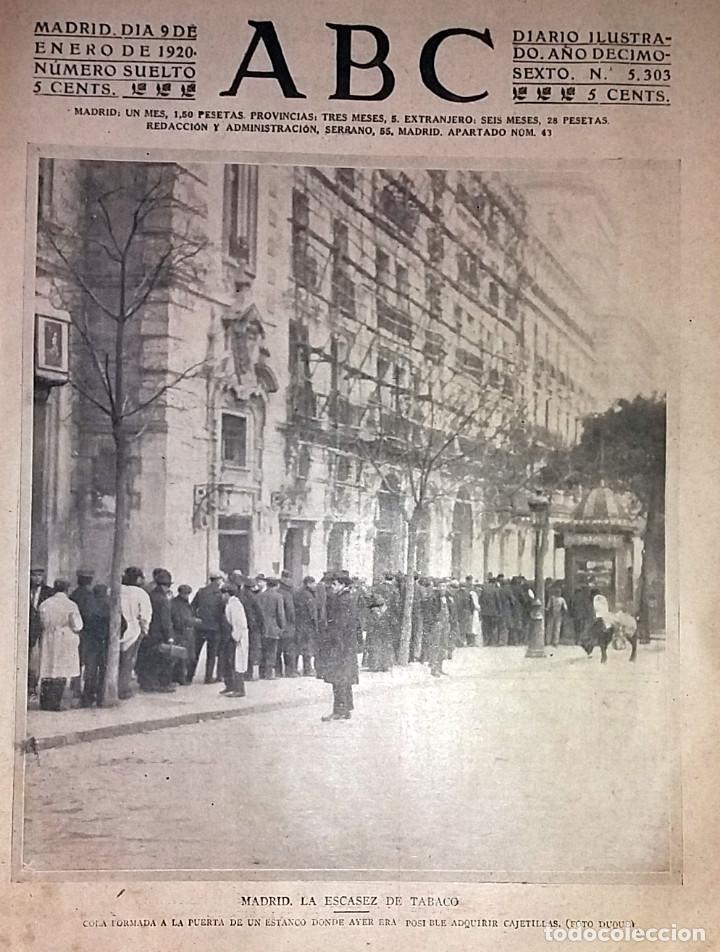 Collection Magazines and Newspapers: N&ordm; 5303 ABC 9 ENERO 1920. COLAS POR ESCASEZ DE TABACO. BARCELONA. SEVILLA