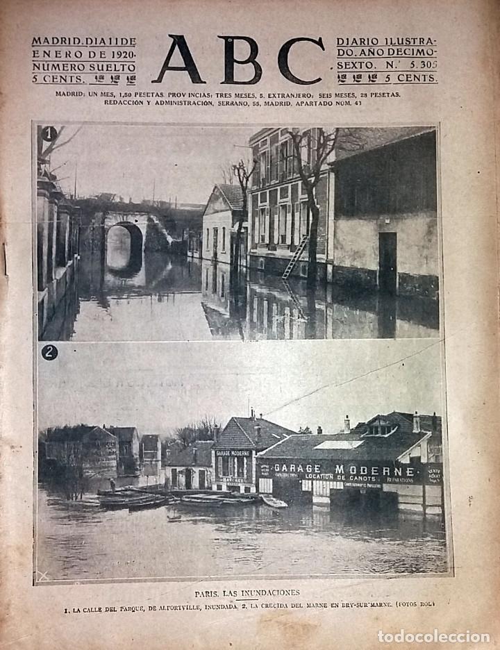 Coleccionismo de revistas y peri&oacute;dicos: N&ordm; 5305 ABC 11 ENERO 1920. INUNDACIONES DE PARIS. MANIFESTACION FUNCIONARIOS DE BERLIN