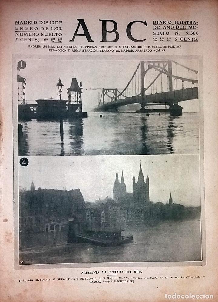 Coleccionismo de revistas y peri&oacute;dicos: N&ordm; 5306 ABC 12 ENERO 1920. ALEMANIA CRECIDA DEL RHIN. ATENTADO MORTAL ANTONIO LILLO