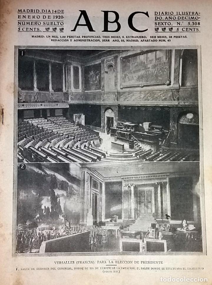 Collection Magazines and Newspapers: N&ordm; 5308 ABC 14 ENERO 1920. VERSALLES ELECCION PRESIDENTE. BARCELONA ENTIERRO M.DE LOS SANTOS OLIVE