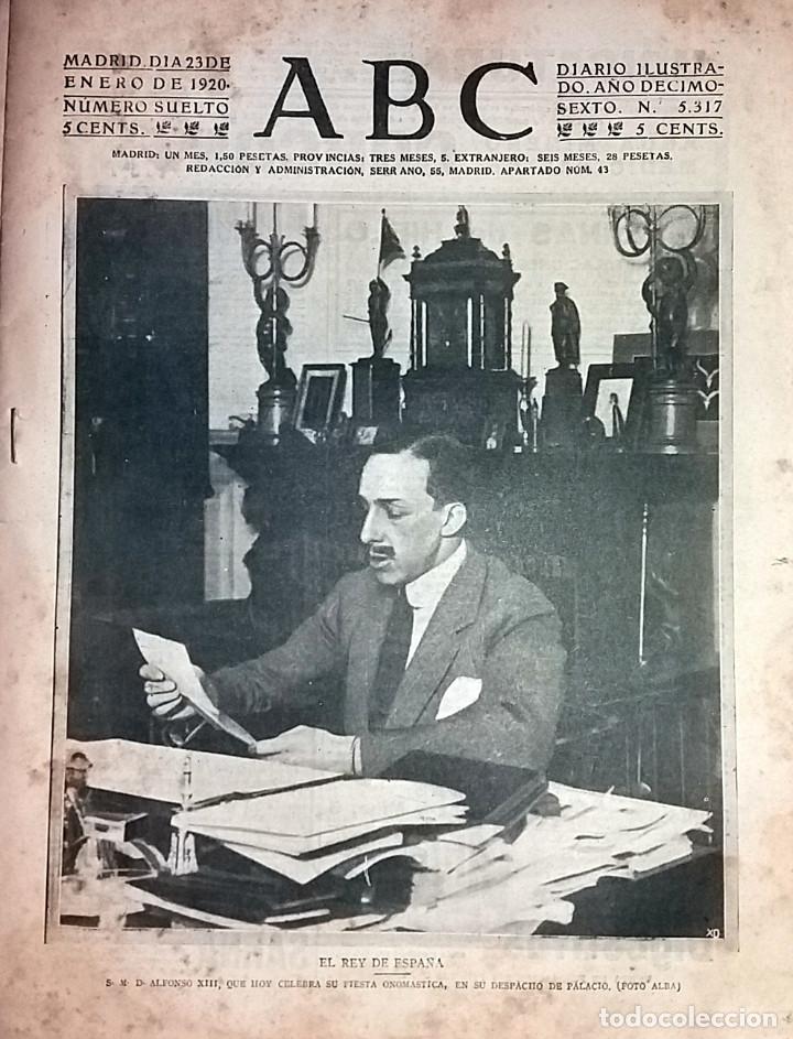 Collection Magazines and Newspapers: N&ordm; 5317 ABC 23 ENERO 1920. ONOMASTICA REY DE ESPA&Ntilde;A. BARCELONA BUQUE DE GUERRA