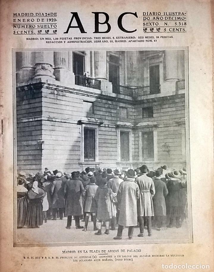 Coleccionismo de revistas y peri&oacute;dicos: N&ordm; 5318 ABC 24 ENERO 1920. MADRID PLAZA ARMAS PALACIO. ESCUELA NORMAL MAESTROS.