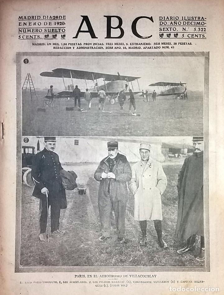 Coleccionismo de revistas y peri&oacute;dicos: N&ordm; 5322 ABC 29 ENERO 1920. AERODROMO VILLACOUBLAY PARIS. SAN SEBASTIAN CONFLICTO PAN