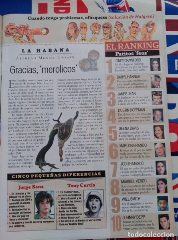 Coleccionismo de Revistas y Peri&oacute;dicos: RECORTE JORGE SANZ TONY CURTIS GEENA DAVIS MARIBEL VERDU DARYL HANNAH MARLON BRANDO JOHNNY DEEP CIND